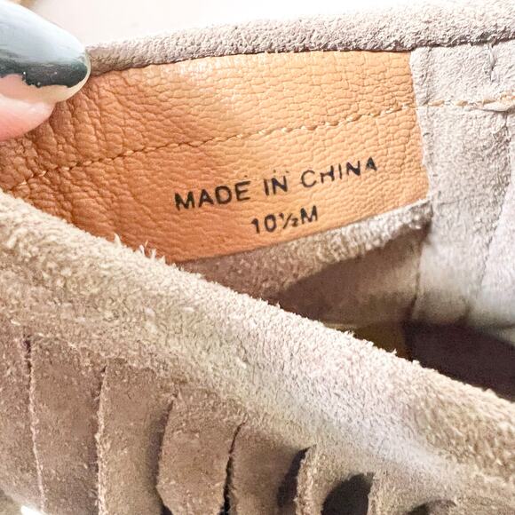 Kate Spade Betsie Suede Fringe Ankle Boots 10.5 M Gray Boho Folk Western Used - Picture 11 of 11